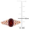 EVERLY JEWELRY | 10K Rose Gold 1 3/8 CT TGW Oval Garnet and Diamond Accent Link Ring - 4 of 4