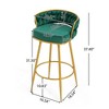 Grungis 31.5 inch Swivel Bar Stools Set of 2, 180° Rotating Velvet Upholstered Bar Chairs with Hand-Woven Backrest & Footrest, 286LB Capacity - 3 of 4