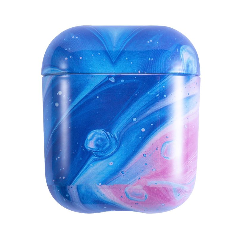 Insten Case Compatible with AirPods 1 & 2 - Glossy Marble Pattern Skin Cover, Space Blue Pink, 5 of 10