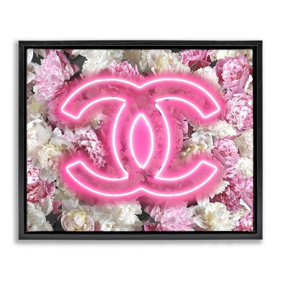 Stupell Industries Pink Neon Glam Flowers, 17" x 21"