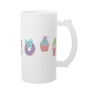 Elanze Designs Freezable Beer Stein Mug With Thumb Grip Handle, 16 Ounce Frosted Glass, Pastel Dessert - 1 of 1