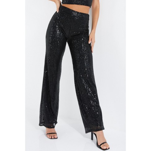 Quiz Women's Sequin High Waisted Palazzo Trouser : Target