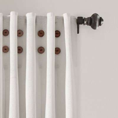 Off White Linen Button Pinched Pleat Light Filtering Curtain Panel