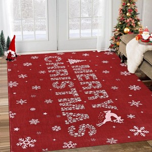 Christmas Snowflake Area Rug 2'x3' Rug Washable Non Slip for Entryway - 1 of 4