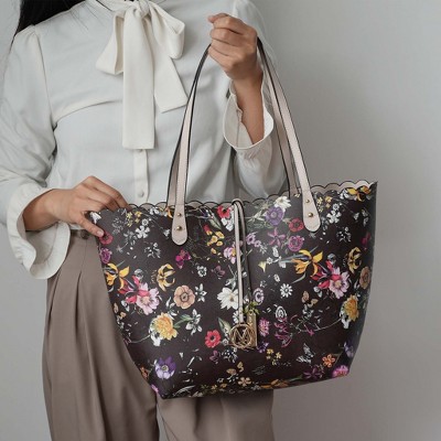 MKF Collection Floral Tote Reversible Bag with Crossbody Pouch, Danielle 2-Piece Set – MKF Collection K – Coffee Beige — фото 3