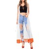 LA LEELA Women's Open Front Summer Vacation Beachwear Long Bathing Suit Duster Casual Holiday Swimwear Coverups Cardigan Top M-L White, Solid - 3 of 4