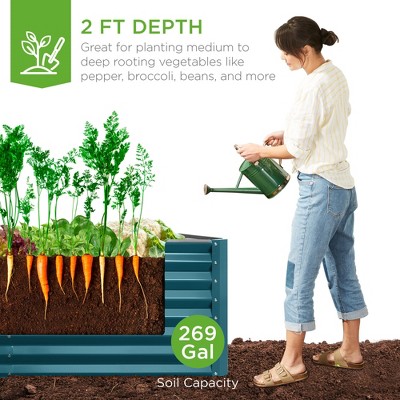 Peacock Blue 6x3x2ft Outdoor Metal Raised Garden Bed Planter
