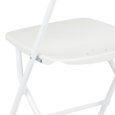 Set of 2 White Plastic Stackable Folding Chairs