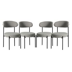 WestinTrends Alexandria Mid-Century Modern Upholstered Faux Shearling Round Dining Chairs - 1 of 4