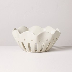 Large Wavy Edge Berry Bowl Sour Cream - Hearth & Hand™ with Magnolia - 1 of 3