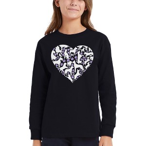 LA Pop Art Dog Heart - Girl's Word Art Long Sleeve T-Shirt - 1 of 4