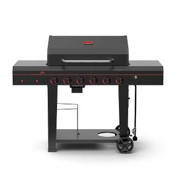Megamaster 6 Burner Open Cart Gas Grill: 54000 BTU, Cast Iron Grates, 730 sq in Surface