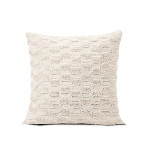 HGTV Art Deco Brushed Faux Fur Pillow Snowbound 14 x 20 inches - 1 of 4
