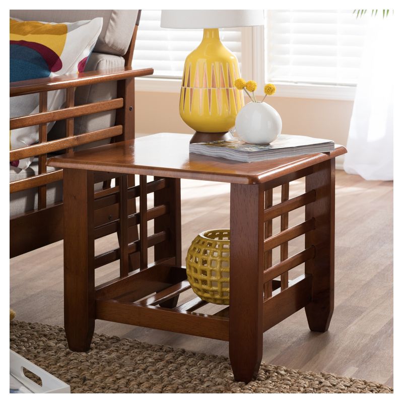 Larissa Modern Classic Mission Style Living Room Occasional End Table - Cherry Brown - Baxton Studio, 5 of 6