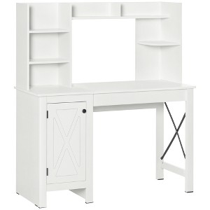 Computer Desk W/ Hutch, Home Office Desk W/ Storage Cabinet - 1 of 4
