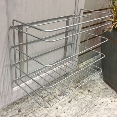 Nickel Powder Finish Over Door Metal Wire Organizer Shelf