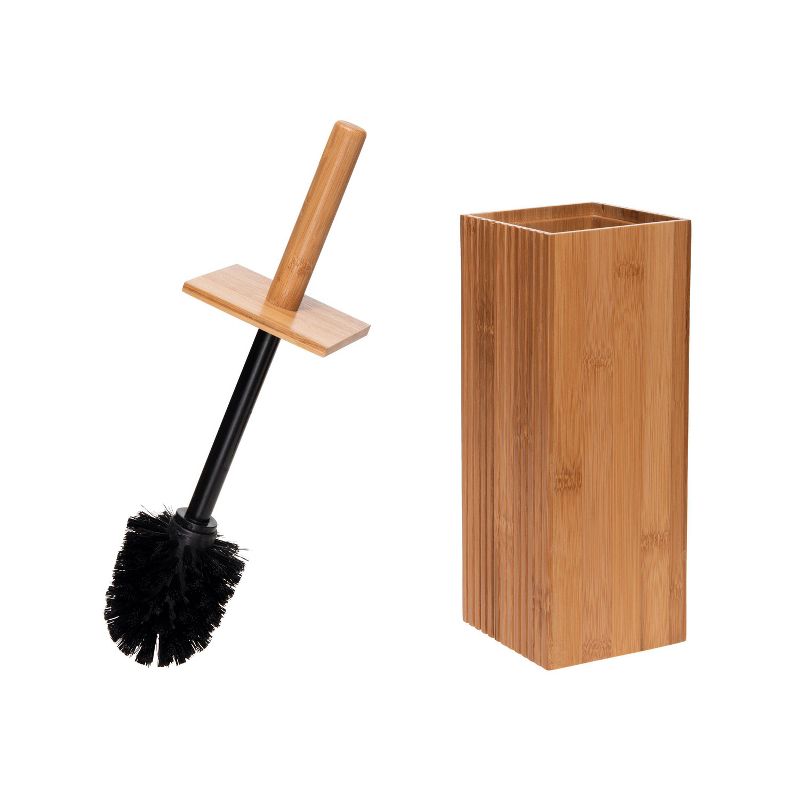 Oslo Square Bamboo Toilet Bowl Brush Brown - Bath Bliss, 3 of 8