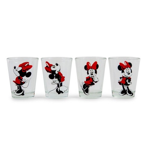 Silver Buffalo Disney Mickey and Minnie Love Halftone Hearts Boxed 2pc  Stemless Glass Set, 20 Ounces