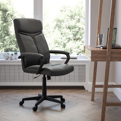 ErgoExecutive High Back Black Leather & Mesh Swivel Chair with Arms