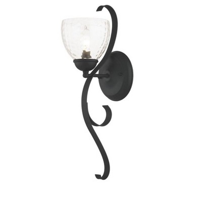 Brookside Hand-Blown Clear Water Glass Black Sconce
