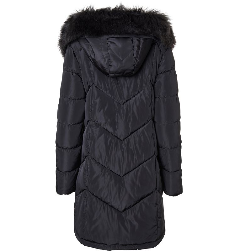 Sportoli Women Quilted Long Winter Coat Fur Trim Plush Lined Hood Puffer Jackets, 2 of 5