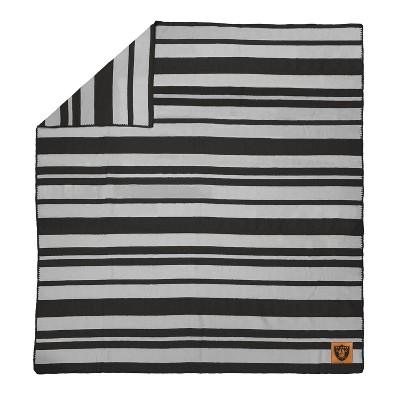 NFL Las Vegas Raiders Acrylic Stripe Blanket with Faux Leather Logo Patch