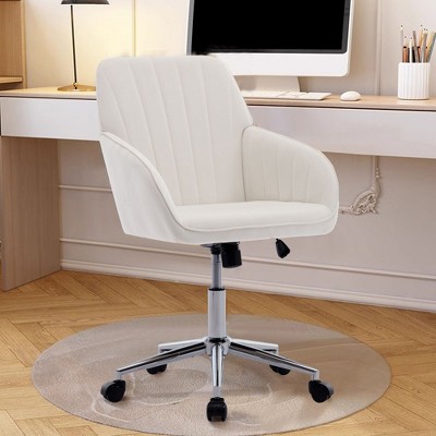 NicBex Office Chair Modern Height Adjustable Ergonomic Chair Computer Chair with 5 Casters and Silver Base for Office, Study, Bedroom, Beige