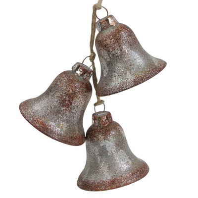Northlight 5" Silver and Brown String of Bells Glass Christmas Ornament