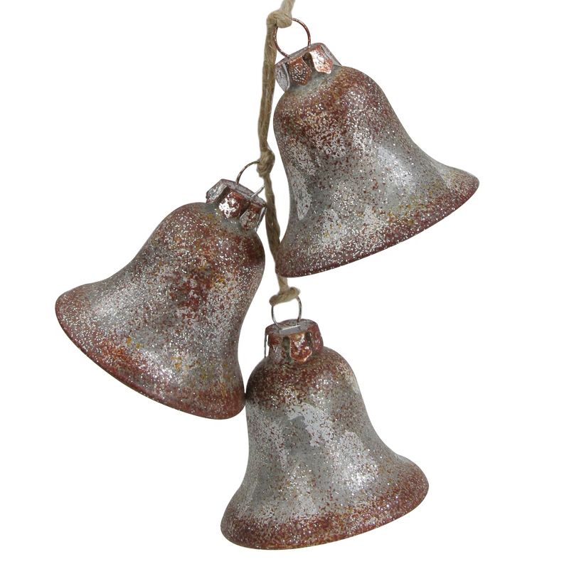 Northlight 5" Silver and Brown String of Bells Glass Christmas Ornament, 1 of 4
