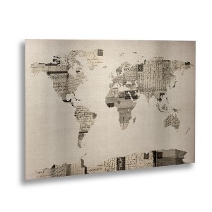 Trademark Fine Art - Michael Tompsett 'Postcard World Map' Floating Brushed Aluminum Art - 1 of 4