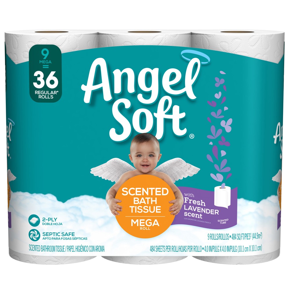 UPC 030400792632 product image for Angel Soft Fresh Lavender Scented Toilet Paper - 9 Mega Rolls | upcitemdb.com