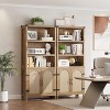 70" High Bookcase, 5-Tier Double-Width Bookcase with Doors and Adjustable Shelves, Wooden Display Cabinet with Storage for Living Room, Office, Brown - 3 of 4