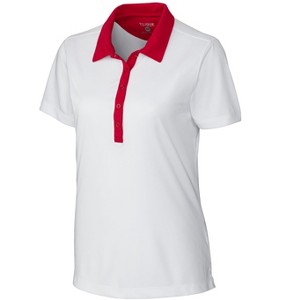 Clique Parma Colorblock Lady Polo Shirt - White/Red - XL - 1 of 2