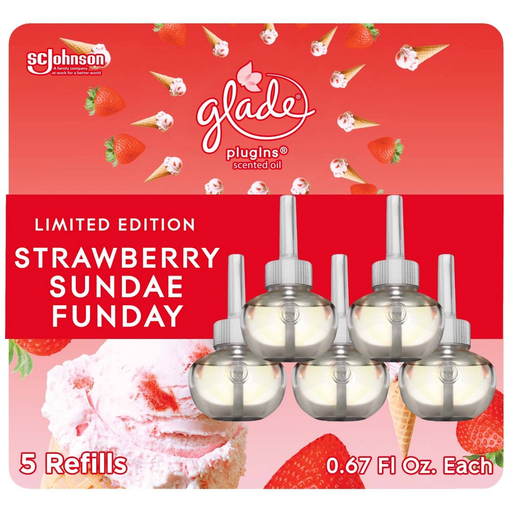 Glade PlugIns Scented Oil Air Freshener Refills - Strawberry Sundae Funday - 5ct/3.35oz