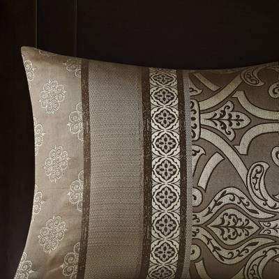 Madison Park Dennie California King 16pc Jacquard Bedding Set Brown: Hypoallergenic, Embroidered, 170 Thread Count — фото 4