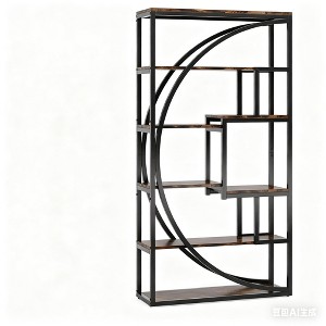 Gulches Industrial Bookshelf Bookcase, 8 Open Storage Shelves for Living Room Organization - 1 of 4