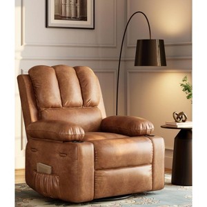 360° Swivel Recliner Chair with Heat & Massage, Oversized Rocking Chair for Adults, Manual Recliner w/Cup Holder, for Living Room Bedroom Nursery - 1 of 4
