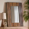 Wooakway 40" x 28" Rustic Industrial Mirror Wood and Metal Grid Design - 4 of 4