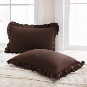 Reversible Pillow Cover – Soft Shabby Chic Ruffled Pillowcases, Wrinkle Resistant, Envelope Closure, Queen/King/Body - 1 of 4