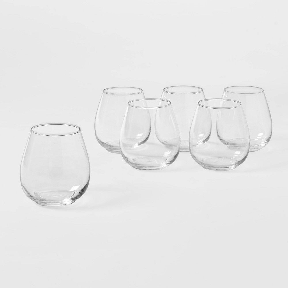 Photos - Glass 16oz 6pk  Stackable Stemless Wine es - Threshold™