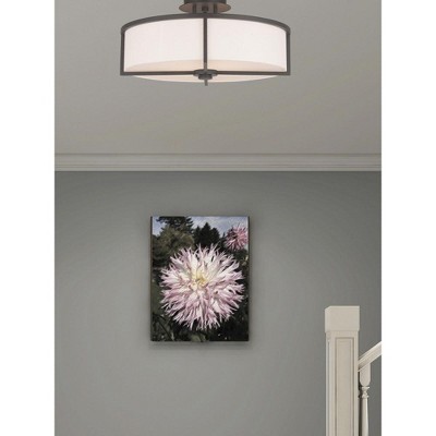Elegant Bronze 4-Light Semi-Flush Drum Ceiling Fixture with Off-White Shade
