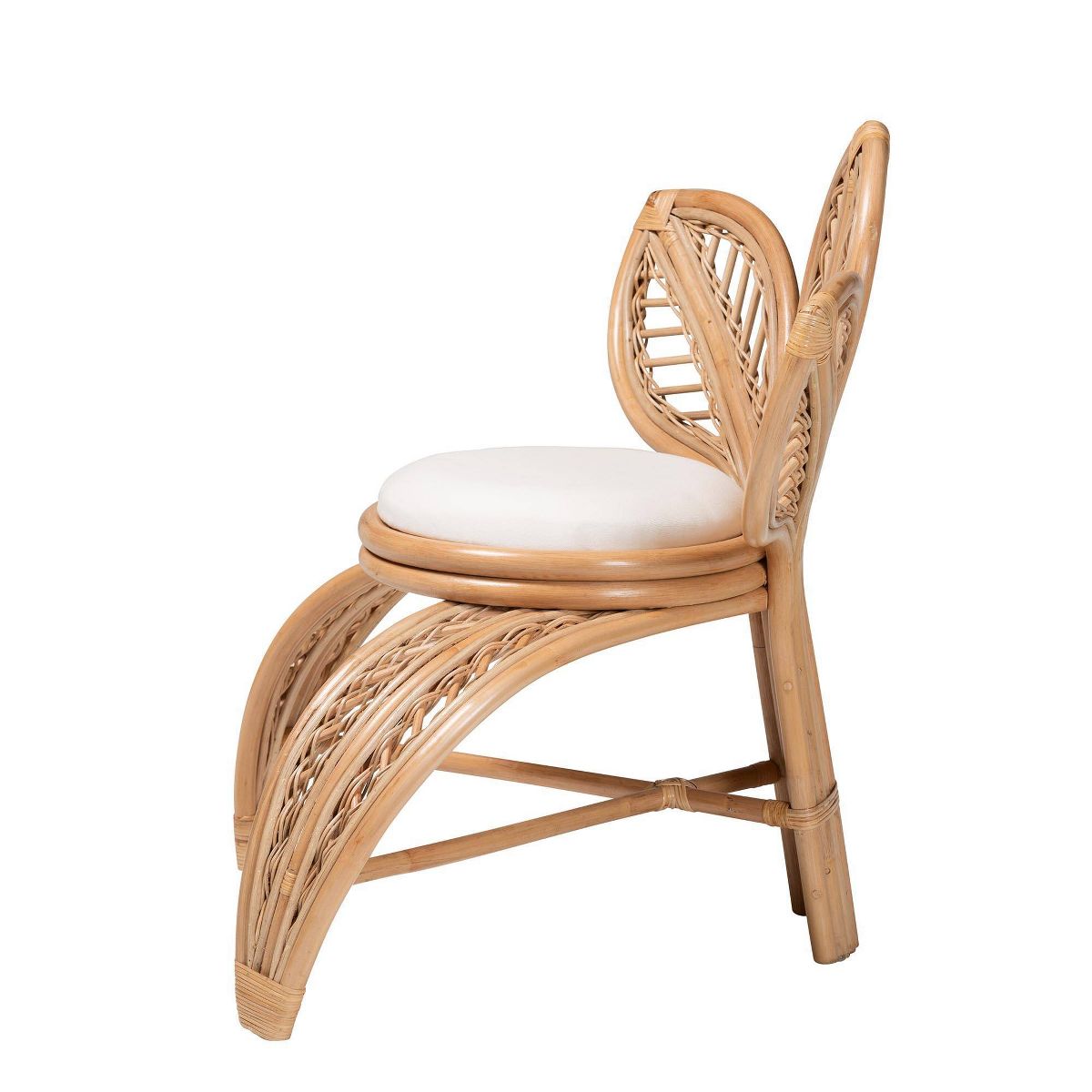 bali & pari Gresham Natural Rattan Leaf Accent Chair White/Natural Brown: Handcrafted, Foam Cushioned, No Assembly Required - thumbnail 4