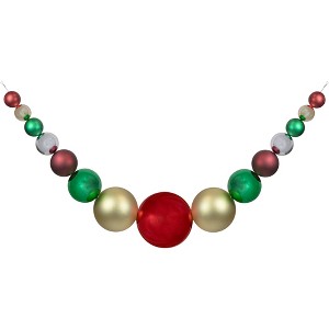 Northlight 6' Shiny and Matte Traditional Colors Shatterproof Ball Christmas Swag - 1 of 4