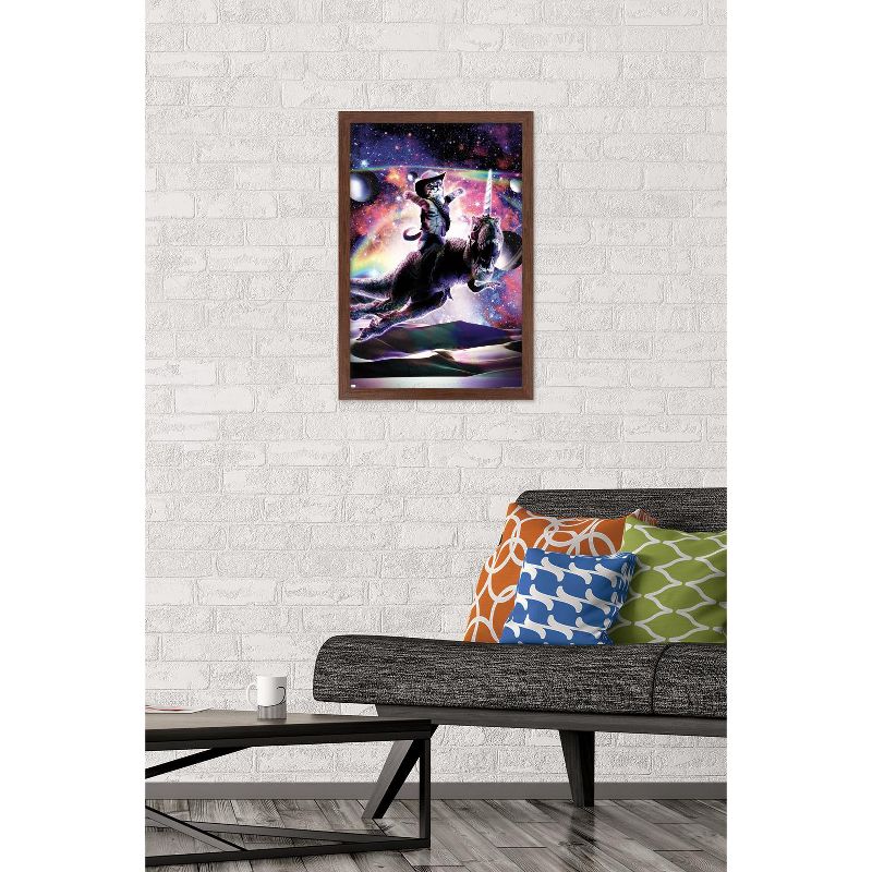 Trends International James Booker - Galaxy Cat on Dinosaur Unicorn In Space Framed Wall Poster Prints, 2 of 7