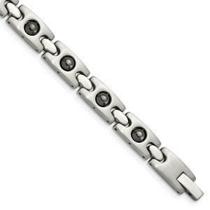 Black Bow Jewelry Men's Stainless Steel & Magnetic Black Plated Link Bracelet, 8.5 Inch - 1 of 4