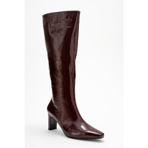 Lume - Burgundy Patent Genuine Leather Block Heel Boot (Women) | Forever & Always Shoes - 1 of 4