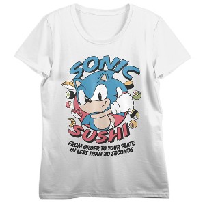 Sonic The Hedgehog Classic Food Frenzy Crew Neck Short Sleeve Women's White T-shirt - 1 of 3