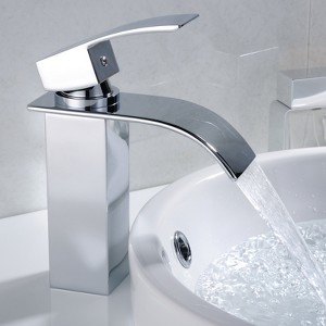 Waterfall Bathroom Faucet with Deck Plate and Pop-Up Drain - 1 of 4