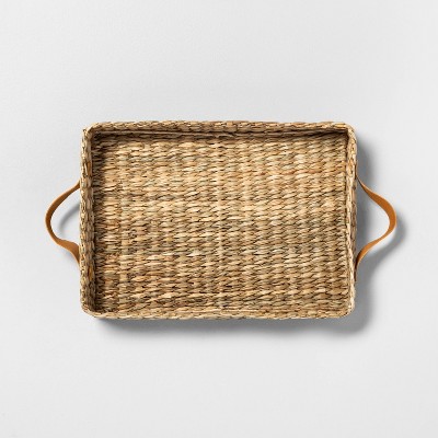 wicker tray with handles