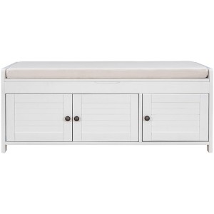 NicBex Modern 43.5" Storage Bench with 3 Shutter-Shaped Doors for Living Room and Entryway - 1 of 4